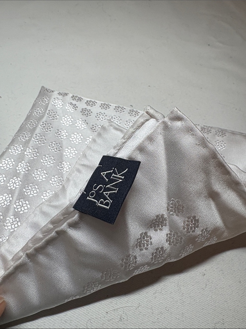 Jos. A. Bank White Patterned silk pocket square